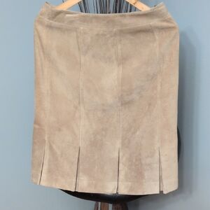 LOFT Tan 100% Leather Pencil Skirt